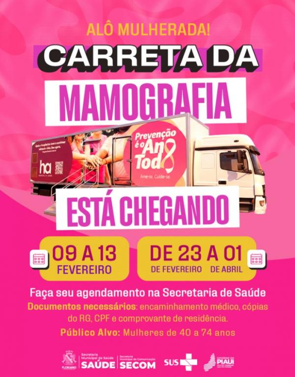 Carreta da Mamografia oferece exames gratuitos em Floriano.(Imagem:Reprodu&ccedil;&atilde;o/Instagram)