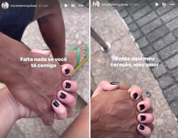  Micaela Mesquita postou registros de mãos dadas com rapaz.(Imagem:: Reprodução/Instagram )