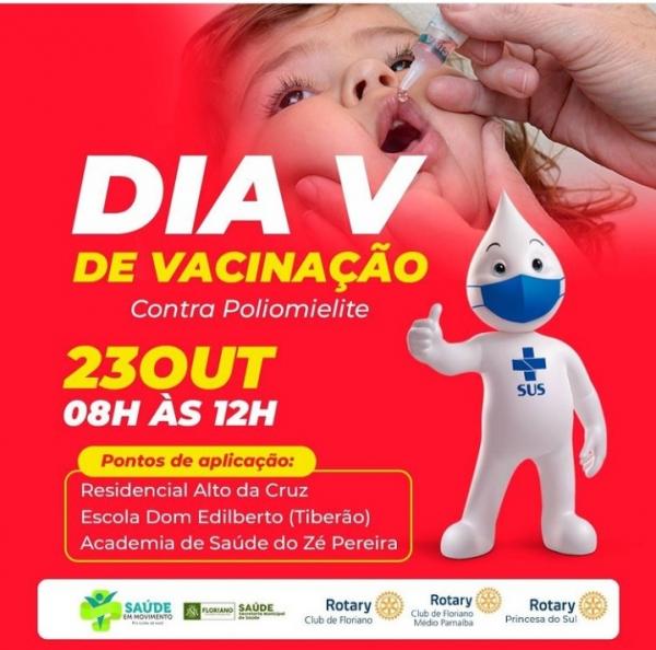 Dia V de vacinação contra poliomielite acontece neste sábado (23)(Imagem:Divulgação)
