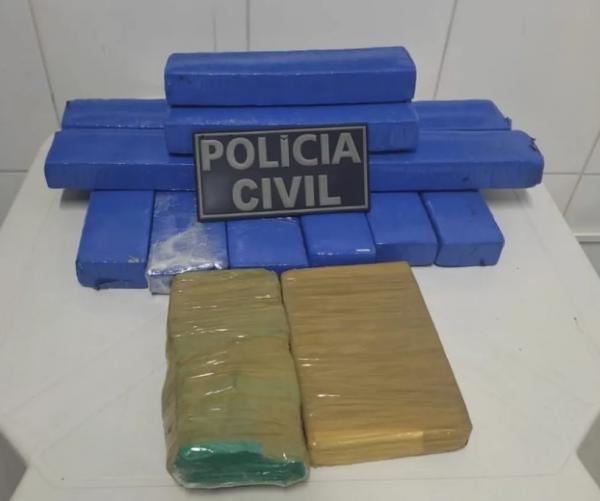 Homem é preso com 13 kg de drogas dentro de táxi no Sul do Piauí.(Imagem:Divulgação /PC-PI)