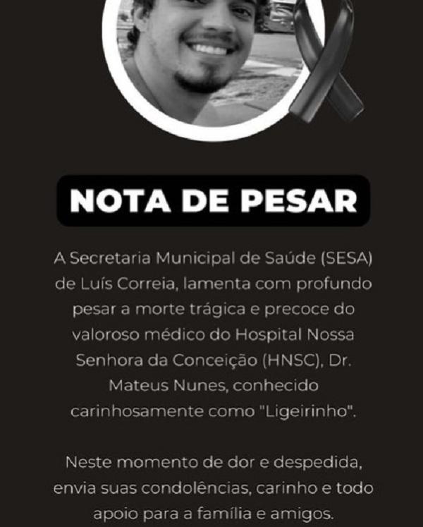 Nota de pesar(Imagem:Reprodução/ redes sociais)