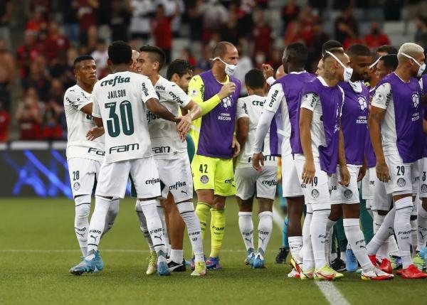 Comemoração do gol do Palmeiras contra o Athletico.(Imagem:Staff images /CONMEBOL)