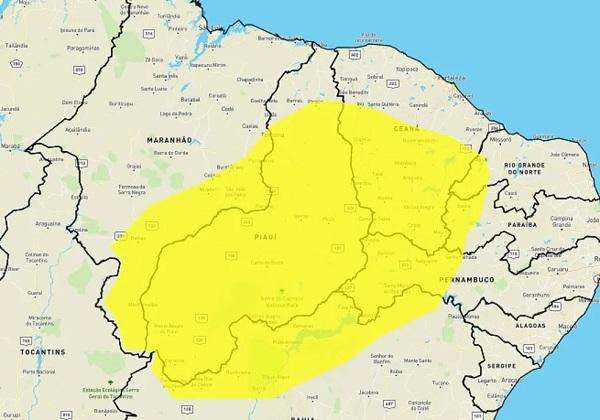 Piauí tem alerta amarelo de baixa umidade nesta quinta-feira (11).(Imagem:Reprodução/Inmet)