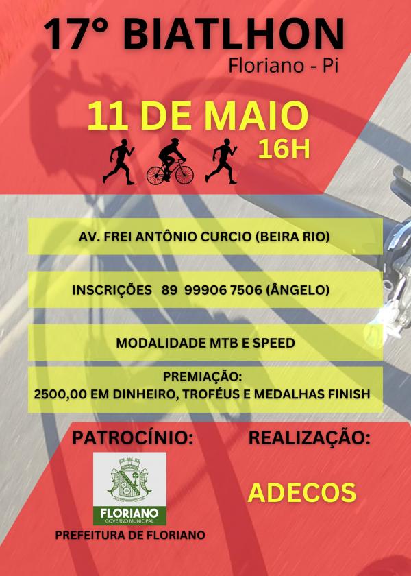 Associação Desportiva Corredores do Sertão promove 17º BIATHLON em Floriano.(Imagem:Divulgação)