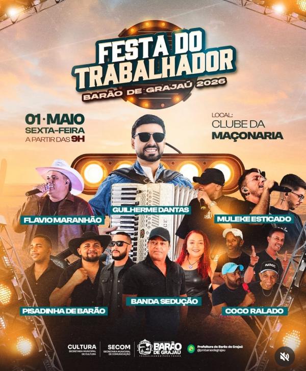 Bar&atilde;o de Graja&uacute; celebra o Dia do Trabalhador com esporte, m&uacute;sica e grande programa&ccedil;&atilde;o festiva.(Imagem:Reprodu&ccedil;&atilde;o/Instagram)