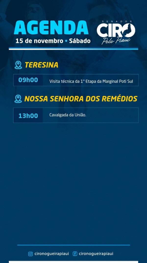 Senador Ciro Nogueira cumpre agenda neste sábado em Teresina.(Imagem:Ascom)