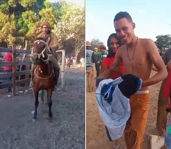 Vaqueiro Paulo Ricardo da Costa, de 16 anos, morreu após cair de cavalo durante competição no interior do Piauí.(Imagem:Reprodução)