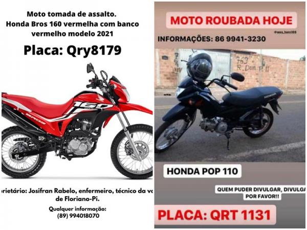 Pelo menos cinco motos foram tomadas de assalto nesta quarta-feira em Floriano(Imagem:Divulgação)