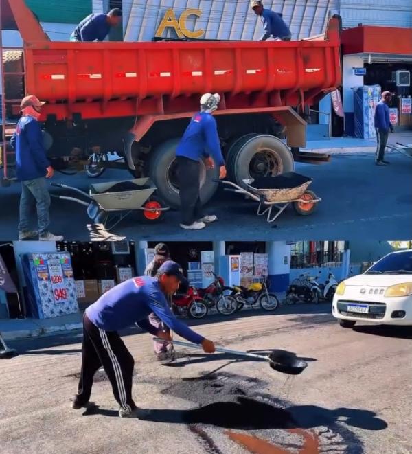 Prefeitura de Floriano intensifica operação de recuperação asfáltica em vários pontos da cidade.(Imagem:Reprodução/Instagram)