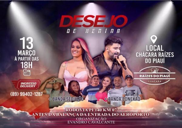 Banda Desejo de Menina se apresenta neste domingo em Floriano(Imagem:Divulgação)