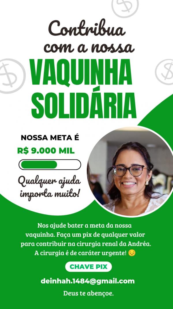 Solidariedade que salva: Vaquinha solidária busca arrecadar R$ 9 mil para cirurgia de Andréa(Imagem:Divulgação)