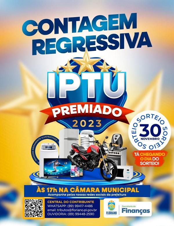 IPTU Premiado em Floriano: Últimos dias para participar do sorteio de prêmios valiosos.(Imagem:Reprodução)