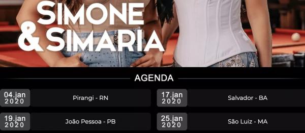  Agenda no site oficial da dupla.(Imagem:Reprodução)