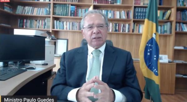 O ministro Paulo Guedes (Economia) durante o evento virtual do troféu.(Imagem:Reprodução/YouTube)