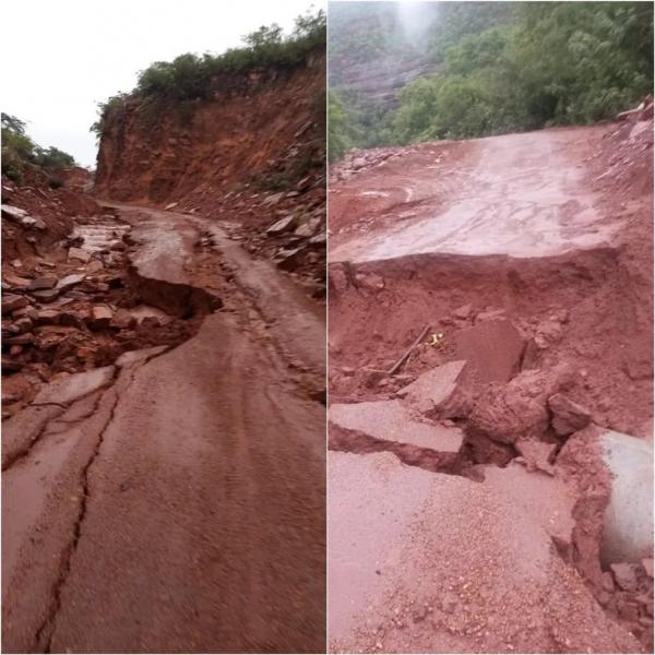  Trecho da rodovia PI-392 rompe após forte chuva em novembro de 2021.(Imagem: Dudu Notícias )