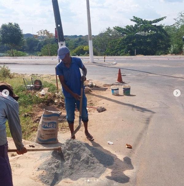 Prefeitura de Floriano realiza operação tapa-buracos e melhora infraestrutura viária(Imagem:Reprodução/Instagram)