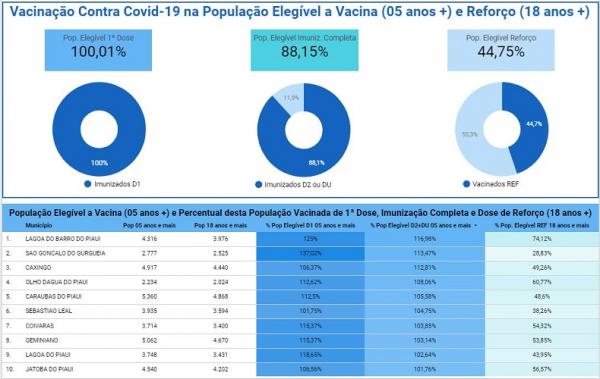 População de 13 cidades do Piauí está 100% imunizada contra a Covid-19, revela painel(Imagem:Reprodução)