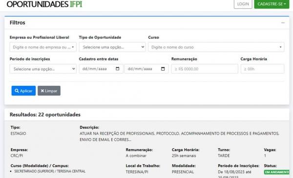 IFPI lança plataforma de empregos para alunos ativos e egressos(Imagem:Reprodução)