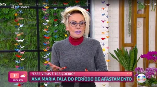 Após ter tido Covid-19, Ana Maria Braga retornou nesta segunda, 19/7, ao Mais Você(Imagem:Reprodução)