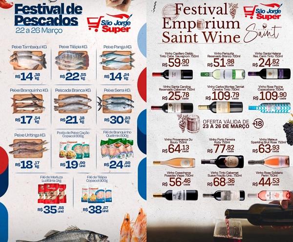 São Jorge Super oferece promoções em diversos setores e realiza festivais de pescados e vinho.(Imagem:Reprodução/Instagram)