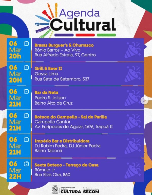  Final de semana tem programa&ccedil;&atilde;o cultural movimentada em Floriano(Imagem:Reprodu&ccedil;&atilde;o/Instagram)