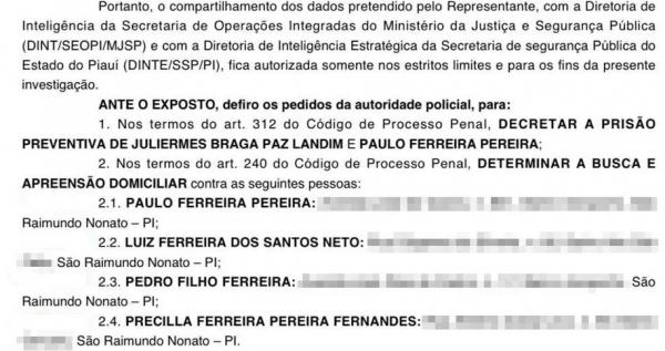 Mandados contra os suspeitos de matar homem na frente das filhas em São Raimundo Nonato.(Imagem:Reprodução)