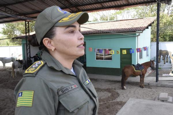 Chefe do Centro de Equoterapia da Polícia Militar do Piauí, Major Sheyla Chaves.(Imagem: Francisco Leal)
