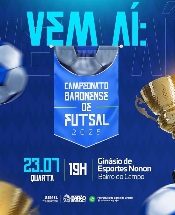 A paixão pelo futsal vai tomar conta de Barão de Grajaú! Está chegando a edição 2025 do Campeonato Baronenese de Futsal, considerado o maior espetáculo esportivo das quadras da reg(Imagem:Reprodução/Instagram)