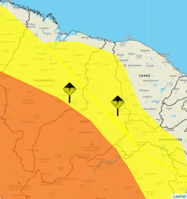 Alerta de chuvas intensas para o Piauí.(Imagem:Reprodução/Inmet)