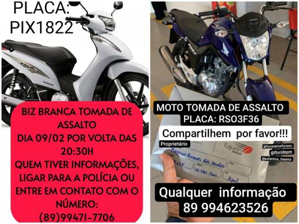 Pelo menos cinco motos foram tomadas de assalto nesta quarta-feira em Floriano.(Imagem:Divulgação)