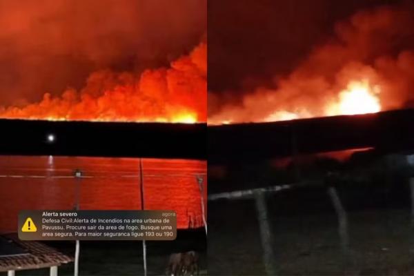 Incêndio atinge Pavussu, no Piauí, e Defesa Civil emite alerta de evacuação.(Imagem:Reprodução/Redes Sociais)