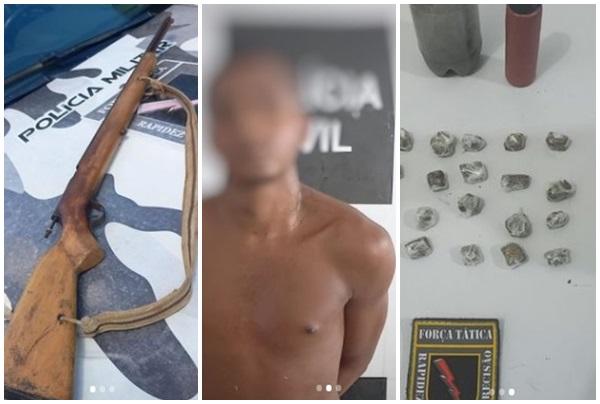 Força Tática e Polícia Civil prendem suspeito por posse ilegal de arma e drogas em Floriano.(Imagem:Reprodução/Instagram)