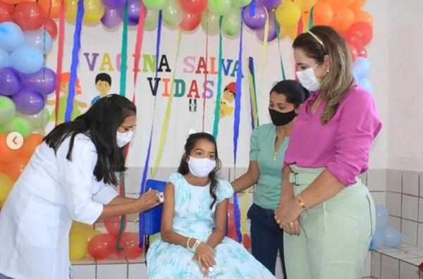 Ato simbólico inaugura imunização de crianças de 5 a 11 anos em Barão de Grajaú.(Imagem:Reprodução/Instagram)