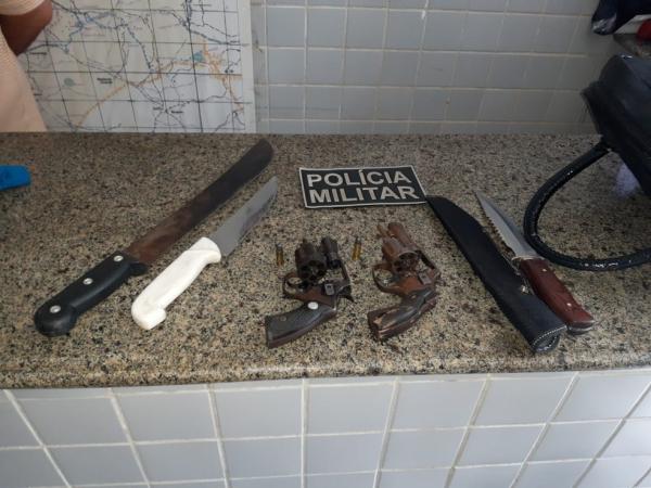 Armas usadas pelo grupo criminoso em Parnaíba.(Imagem:Divulgação/PM-PI)