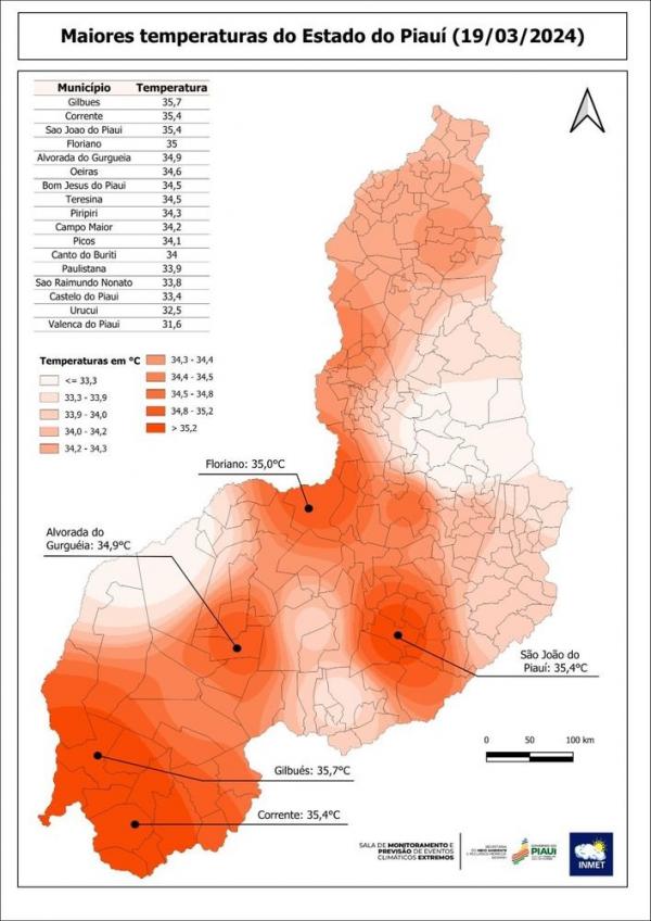 O boletim vai informar as cinco maiores temperaturas registradas no Piauí.(Imagem:Divulgação)