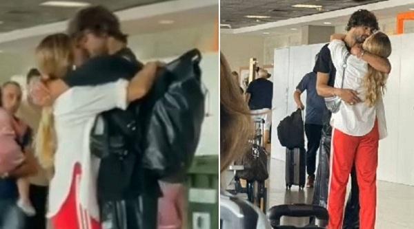 Grazi Massafera e Marlon Teixeira dão beijão em aeroporto.(Imagem: Reprodução/Instagram)