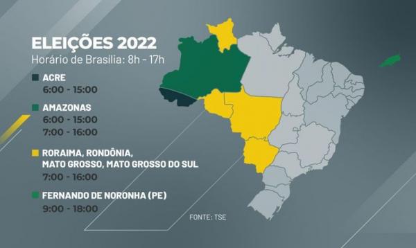 Horário das votações segundo o TSE.(Imagem:Arte/ EBC)