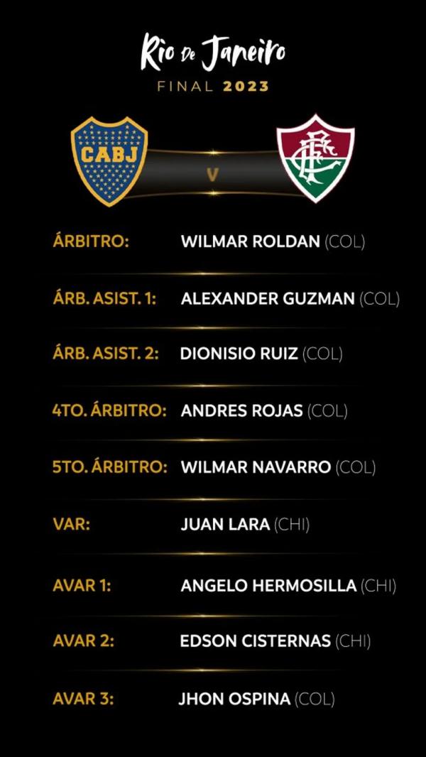 Equipe de arbitragem da final da Libertadores.(Imagem:Divulgação: Conmebol)