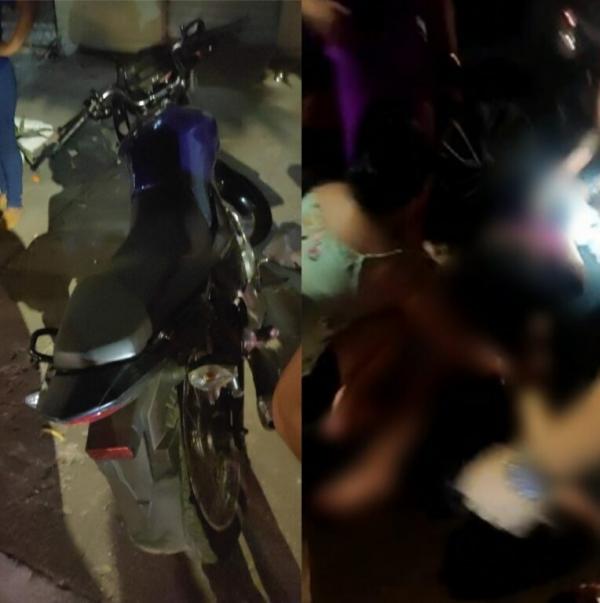 Motociclista foge de blitz, causa acidente e deixa passageira ferida em Teresina.(Imagem:Reprodução/WhatsApp)