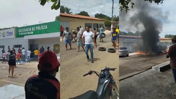 Manifestam protestam em frente delegacia de Palmerais pedindo justiça para a morte da bebê de 4 meses.(Imagem:Reprodução)