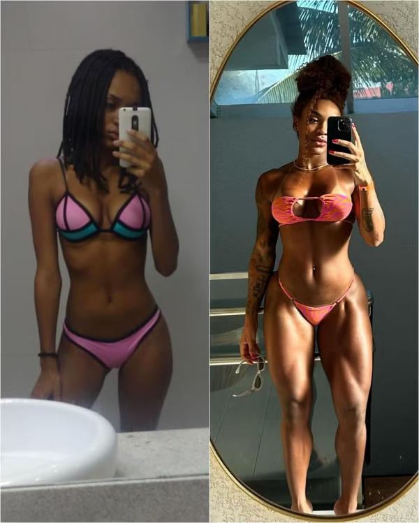 Em dezembro, Patrícia Ramos mostrou antes e depois do corpo musculoso.(Imagem:Instagram)