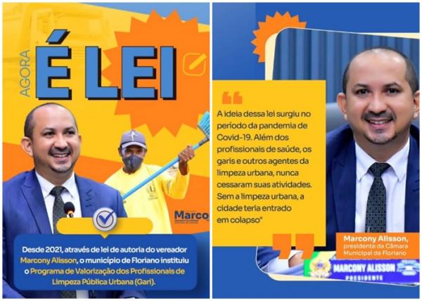 Vereador Marcony Alisson destaca valorização dos garis em Floriano e reforça compromisso com a categoria.(Imagem:Reprodução/Instagram)