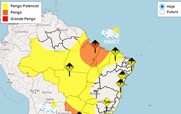 Com rios acima do nível normal, Piauí tem alertas de chuvas intensas e de risco para inundações(Imagem:Reprodução/Inmet)