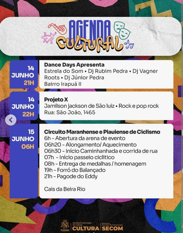 Sextou com Cultura em Floriano: confira a programação do fim de semana(Imagem:Reprodução/Instagram )