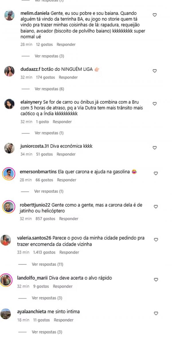 Internautas comentam post de Bruna Marquezine.(Imagem: Repodução/Instagram)
