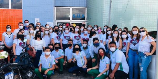 Estudantes e funcionários da 9ª Gerência Regional da Educação, na região de Picos, participam de campanha de doação de sangue para ajudar no abastecimento do Hemocentro da cidade.(Imagem:Divulgação)