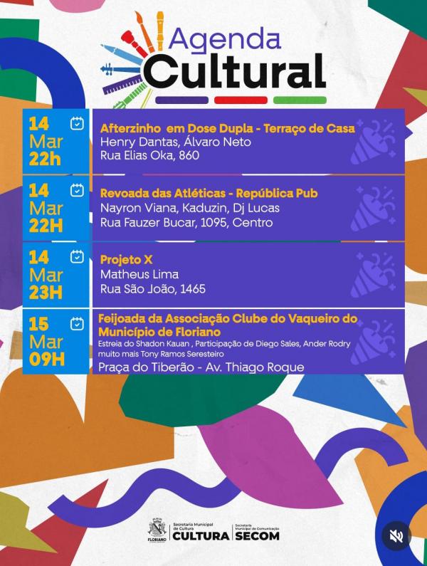   Agenda cultural movimenta o fim de semana em Floriano com op&ccedil;&otilde;es de lazer e entretenimento(Imagem:Reprodu&ccedil;&atilde;o/Instagram)