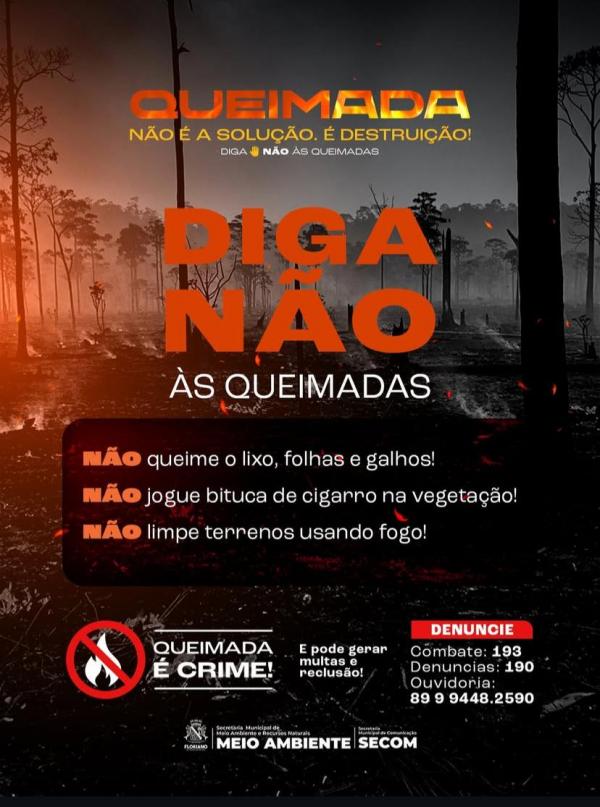 Prefeitura de Floriano alerta: Queimada não é solução, é destruição!(Imagem:Reprodução/Instagram)