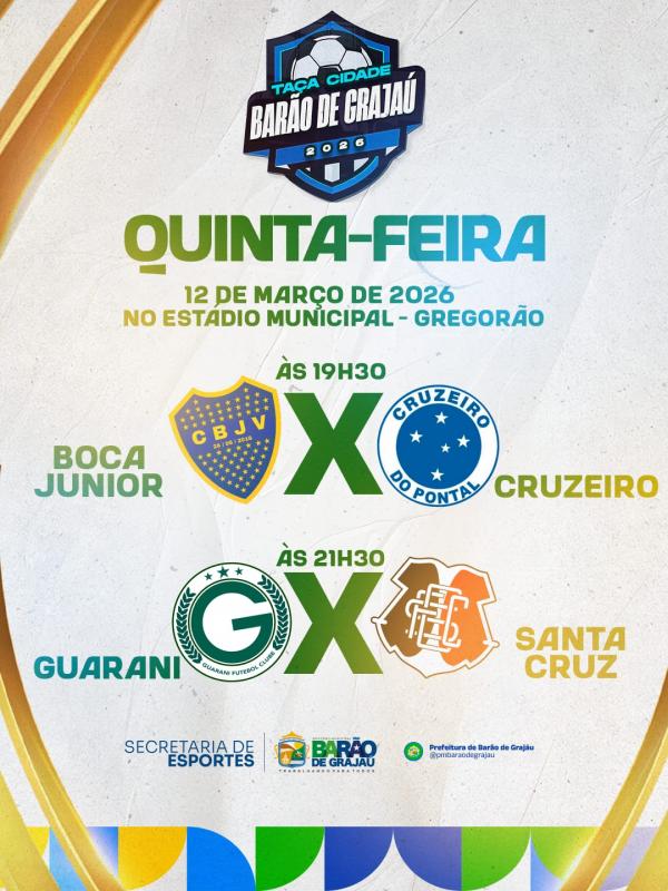 Ta&ccedil;a Cidade Bar&atilde;o de Graja&uacute; tem rodada nesta quinta-feira no Est&aacute;dio Gregor&atilde;o.(Imagem:Divulga&ccedil;&atilde;o)