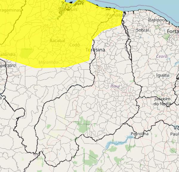 Inmet emite alerta de chuvas intensas para mais de 20 cidades no Norte e Litoral do Piauí.(Imagem:Reprodução)